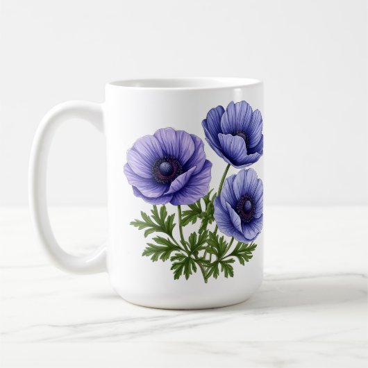 Lila Anemonenstrauß Kaffeetasse (Links)