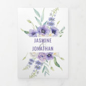 Lila Anemones Rose Daisies Hydrangeas Wedding Dreifach Gefaltete Einladung (Cover)