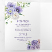 Lila Anemones Rose Daisies Hydrangeas Wedding Dreifach Gefaltete Einladung (Innen Erste Seite)