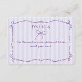 Lila Angaben zur Coquette-Bow-Paste Einlegen Begleitkarte