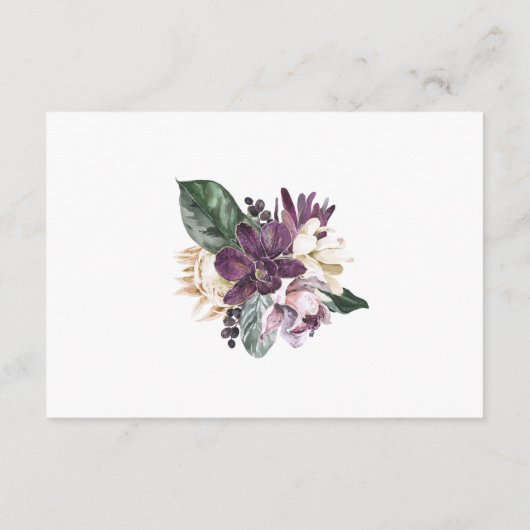 Lila Angaben zur Hochzeit von Plum Boho Begleitkarte (Rückseite)