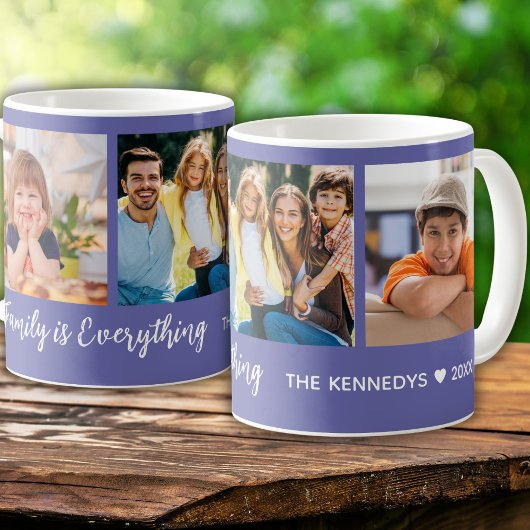 Lila Angebot für Familienname für 3-Fotosammlunge Kaffeetasse