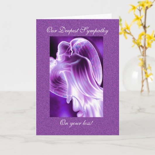 Lila Angel-Beileid Karte (Gelbe Blume)