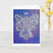 Lila Angel-Grußkarte Karte (Gelbe Blume)