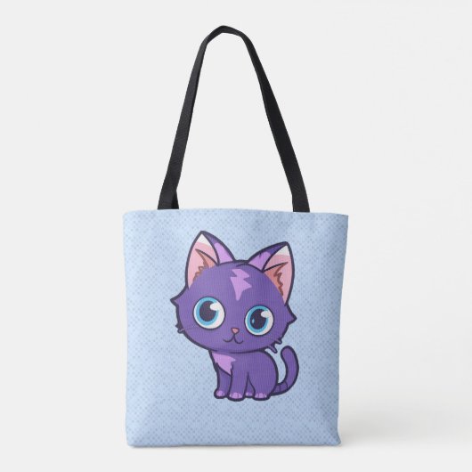 Lila Anime Cat Vector Art Blue Tasche (Rückseite)