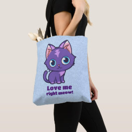 Lila Anime Cat Vector Art Blue Tasche