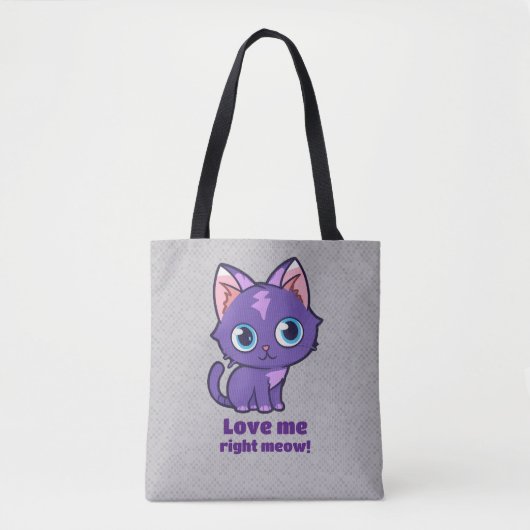 Lila Anime Cat Vector Art Grau Tasche (Vorderseite)