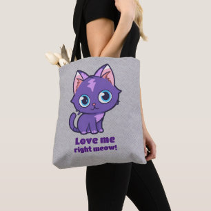 Lila Anime Cat Vector Art Grau Tasche