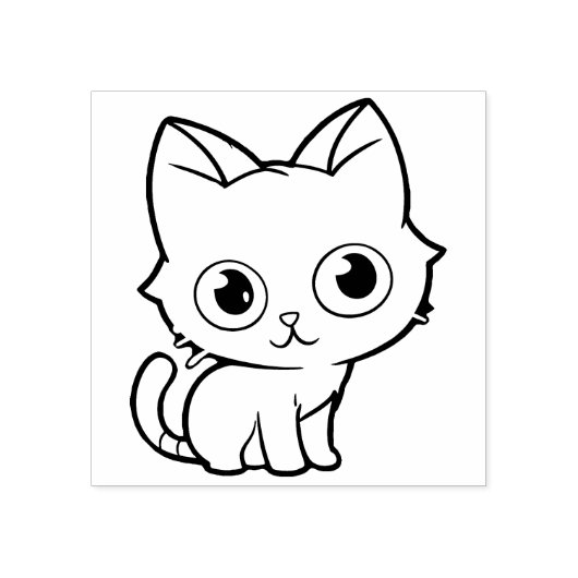Lila Anime Cat Vector Art Gummistempel (Prägung)