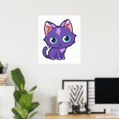 Lila Anime Cat Vector Art Poster (Heimbüro)
