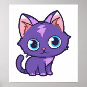 Lila Anime Cat Vector Art Poster (Vorne)