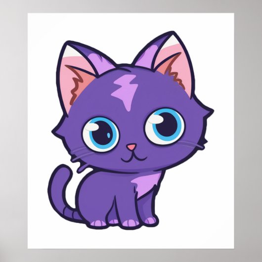 Lila Anime Cat Vector Art Poster (Vorne)