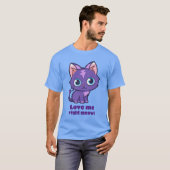 Lila Anime Cat Vector Art T-Shirt (Vorne ganz)