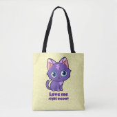 Lila Anime Cat Vector Art Yellow Tasche (Vorderseite)