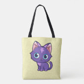Lila Anime Cat Vector Art Yellow Tasche (Rückseite)
