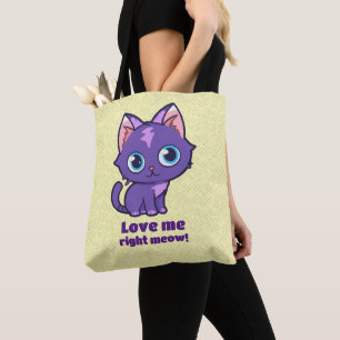 Lila Anime Cat Vector Art Yellow Tasche
