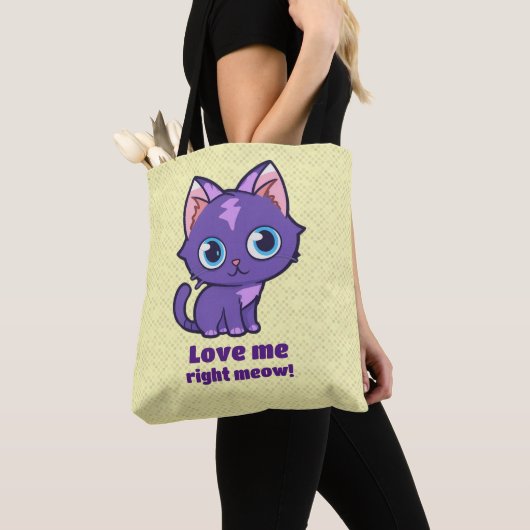 Lila Anime Cat Vector Art Yellow Tasche (Von Nahem)