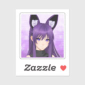 Lila Anime-Girl mit Fox-Ohren Aufkleber (Blatt)