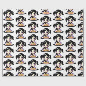 Lila Anime Girl's Pizza Party Geburtstag Geschenkpapier (Flach)