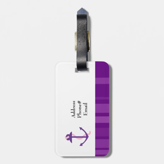 Lila Anker Gepäckanhänger (Rückseite vertikal)