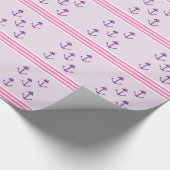 Lila Anker und rosa Streifen Geschenkpapier (Ecke)