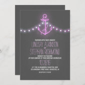 lila Ankerhochzeit Einladung (Vorne/Hinten)