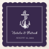 Lila Ankerhochzeit Untersetzer (Vorderseite)