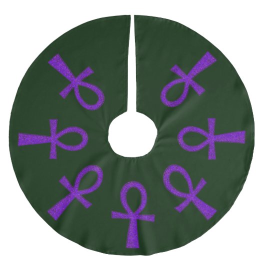 Lila Ankh Polyester Weihnachtsbaumdecke (Vorderseite)