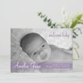 Lila Ankündigung des modernen Babys (Stehend Vorderseite)