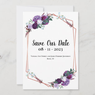 Lila Ankündigung von Blumen Elegante Save the Date