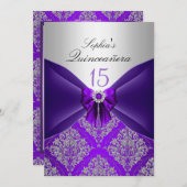 Lila Ankündigungen von Damask & Bow Quinceanera (Vorne/Hinten)