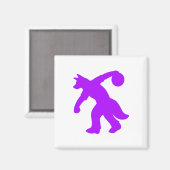 Lila Anthropomorphe Canine Bowling Magnet 0001 (Vorderseite/Rückseite)