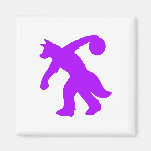 Lila Anthropomorphe Canine Bowling Magnet 0001 (Vorne)