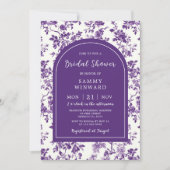 Lila antikes Chinoiserie Brautparty Einladung (Vorderseite)