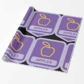 Lila Apple Abzeichen Design Fruit Lover Geschenkpapier (Ungerollt)
