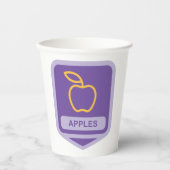 Lila Apple Abzeichen Design Fruit Lover Pappbecher (Vorderseite)