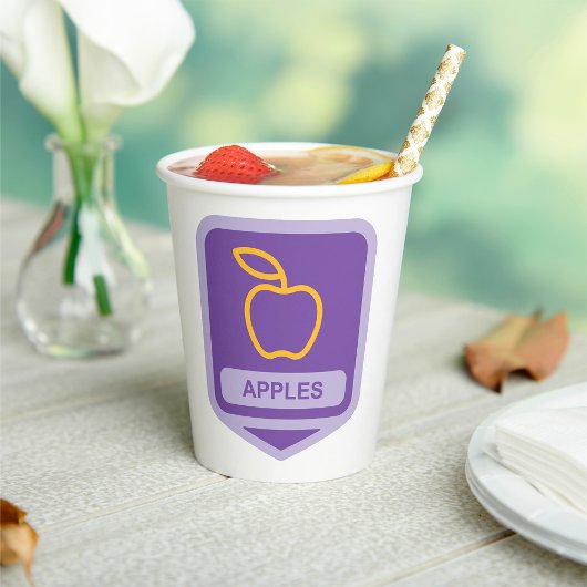 Lila Apple Abzeichen Design Fruit Lover Pappbecher