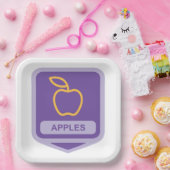Lila Apple Abzeichen Design Fruit Lover Pappteller (Party)