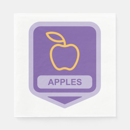 Lila Apple Abzeichen Design Fruit Lover Serviette (Vorderseite)