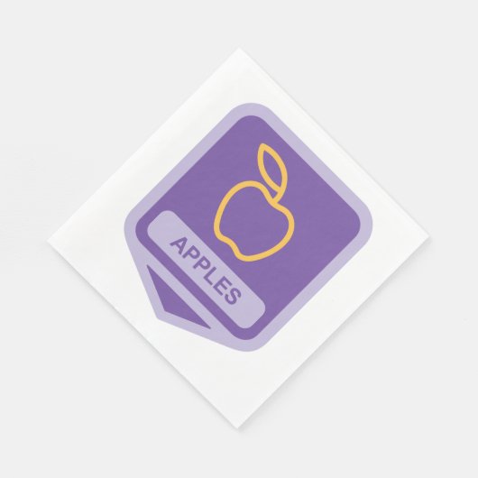 Lila Apple Abzeichen Design Fruit Lover Serviette (Ecke)