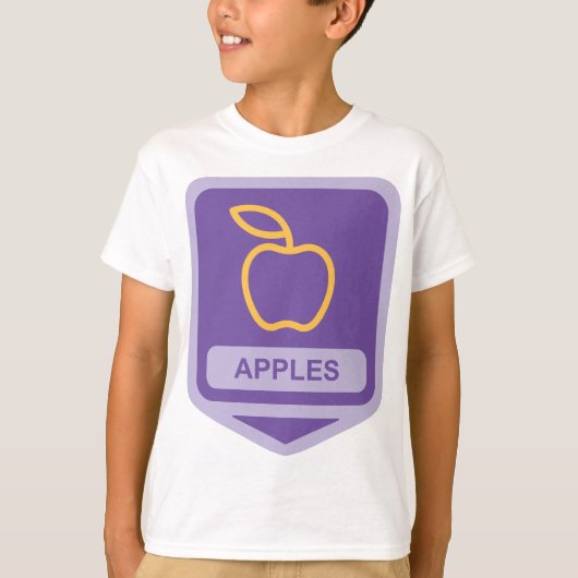 Lila Apple Abzeichen Design Fruit Lover T-Shirt (Vorderseite)