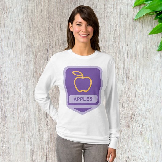 Lila Apple Abzeichen Design Fruit Lover T-Shirt