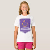 Lila Apple Abzeichen Design Fruit Lover T-Shirt (Vorne ganz)
