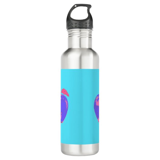 Lila Apple Pop Art Edelstahlflasche (Vorderseite)