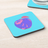 Lila Apple Pop Art Getränkeuntersetzer (Linke Seite)