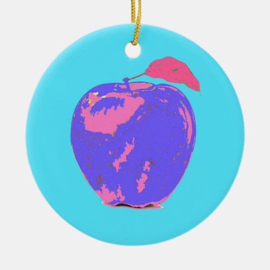 Lila Apple Pop Art Keramik Ornament (Vorne)