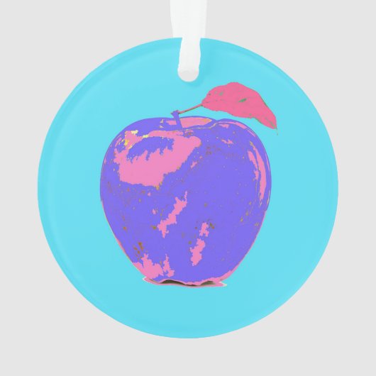 Lila Apple Pop Art Ornament (Rückseite)