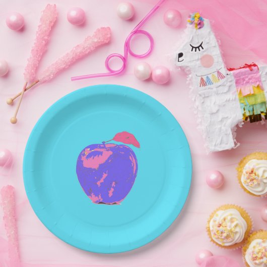 Lila Apple Pop Art Pappteller (Party)