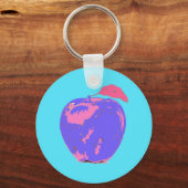 Lila Apple Pop Art Schlüsselanhänger (Vorderseite)