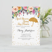 Lila April Duschen Kinderdusche Einladung (Stehend Vorderseite)